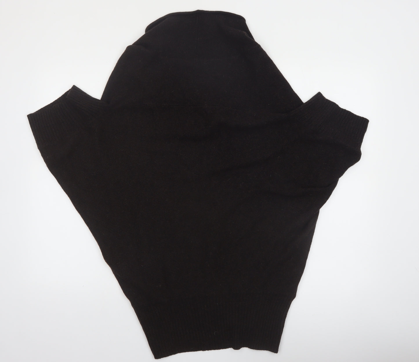 Topshop Women Black Wool Blend Cowl Neck Short Sleeve Jumper UK 6