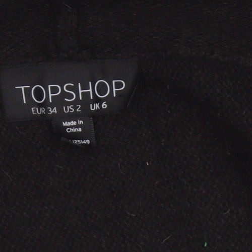 Topshop Women Black Wool Blend Cowl Neck Short Sleeve Jumper UK 6