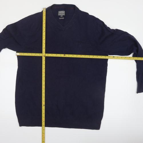 FatFace Men’s Blue XL V-Neck Cotton Cashmere Jumper