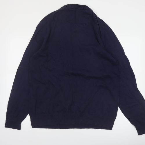 FatFace Men’s Blue XL V-Neck Cotton Cashmere Jumper