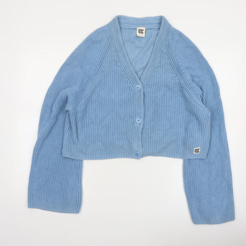 Lucy & Yak Women’s Blue V-Neck Cotton Knit Cardigan Medium