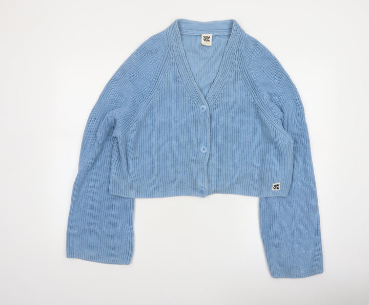 Lucy & Yak Women’s Blue V-Neck Cotton Knit Cardigan Medium