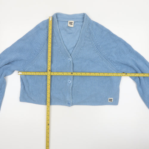 Lucy & Yak Women’s Blue V-Neck Cotton Knit Cardigan Medium
