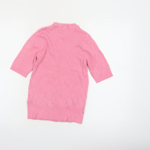 Marks and Spencer Women's Pink Mock Neck Ribbed Knit Top Size 10