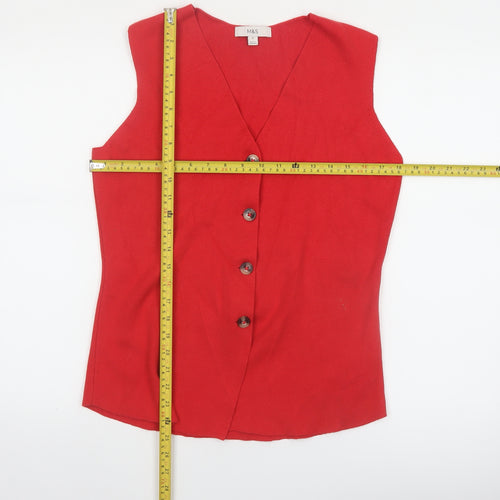 Marks and Spencer Womens Red Sleeveless Button Blouse M