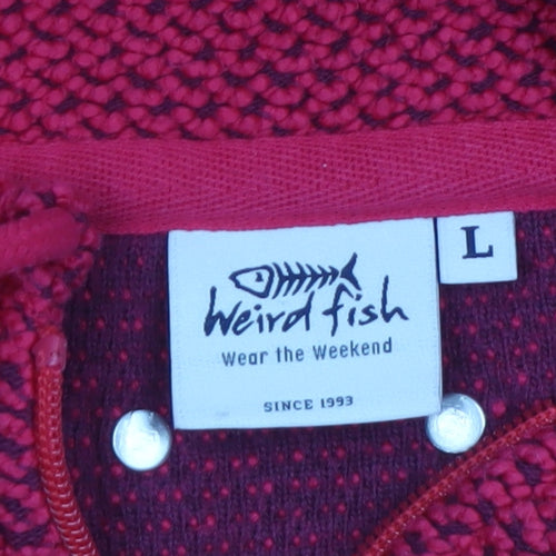 Weird Fish Men's Red 1/4 Zip Pullover Knit Sweatshirt Size L