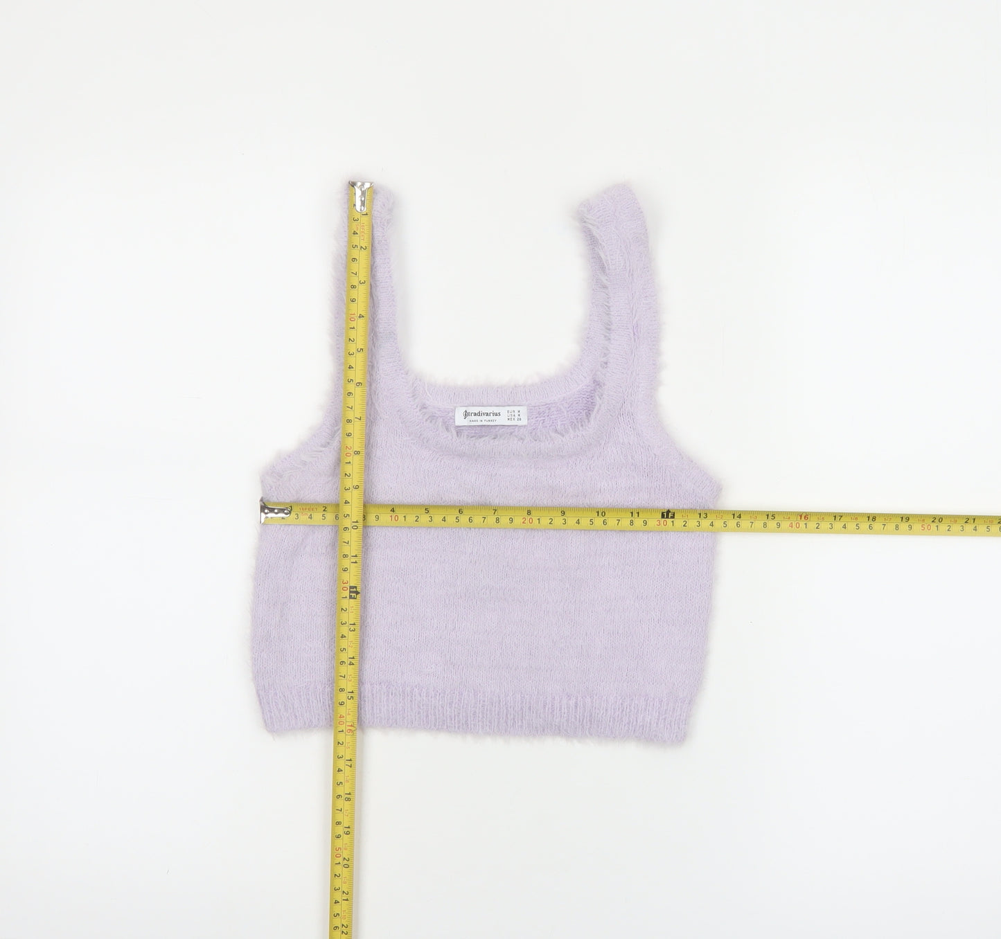 Stradivarius Women Purple Cropped Fluffy Knit Tank Top Size 12