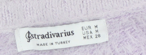 Stradivarius Women Purple Cropped Fluffy Knit Tank Top Size 12
