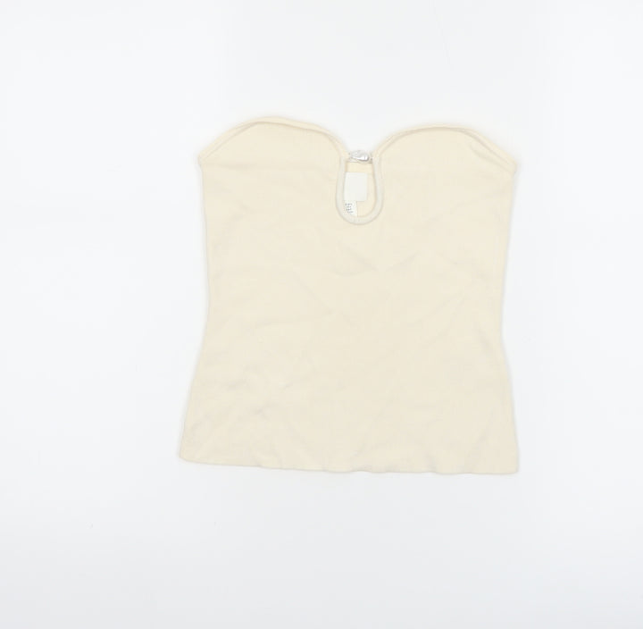 H&M Women Ivory Strapless Camisole Top Size S