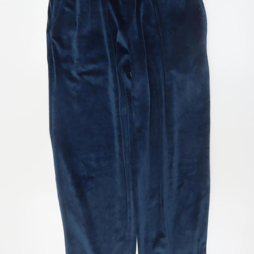 Neudis Women's Blue Velour Jogger Trousers Size S