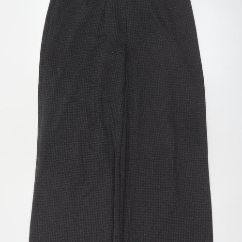 Marks and Spencer Women Grey Wide-Leg Knit Viscose Trousers Size 12