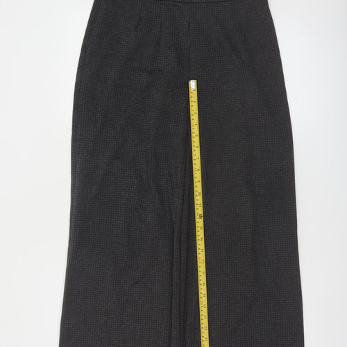 Marks and Spencer Women Grey Wide-Leg Knit Viscose Trousers Size 12