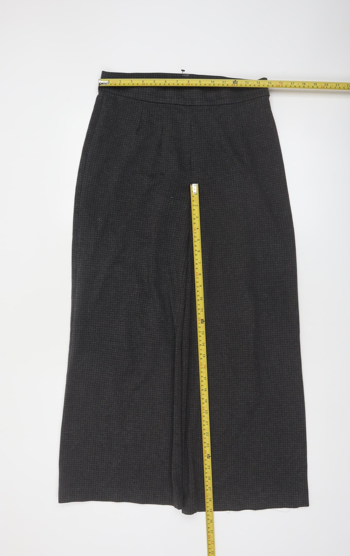 Marks and Spencer Women Grey Wide-Leg Knit Viscose Trousers Size 12