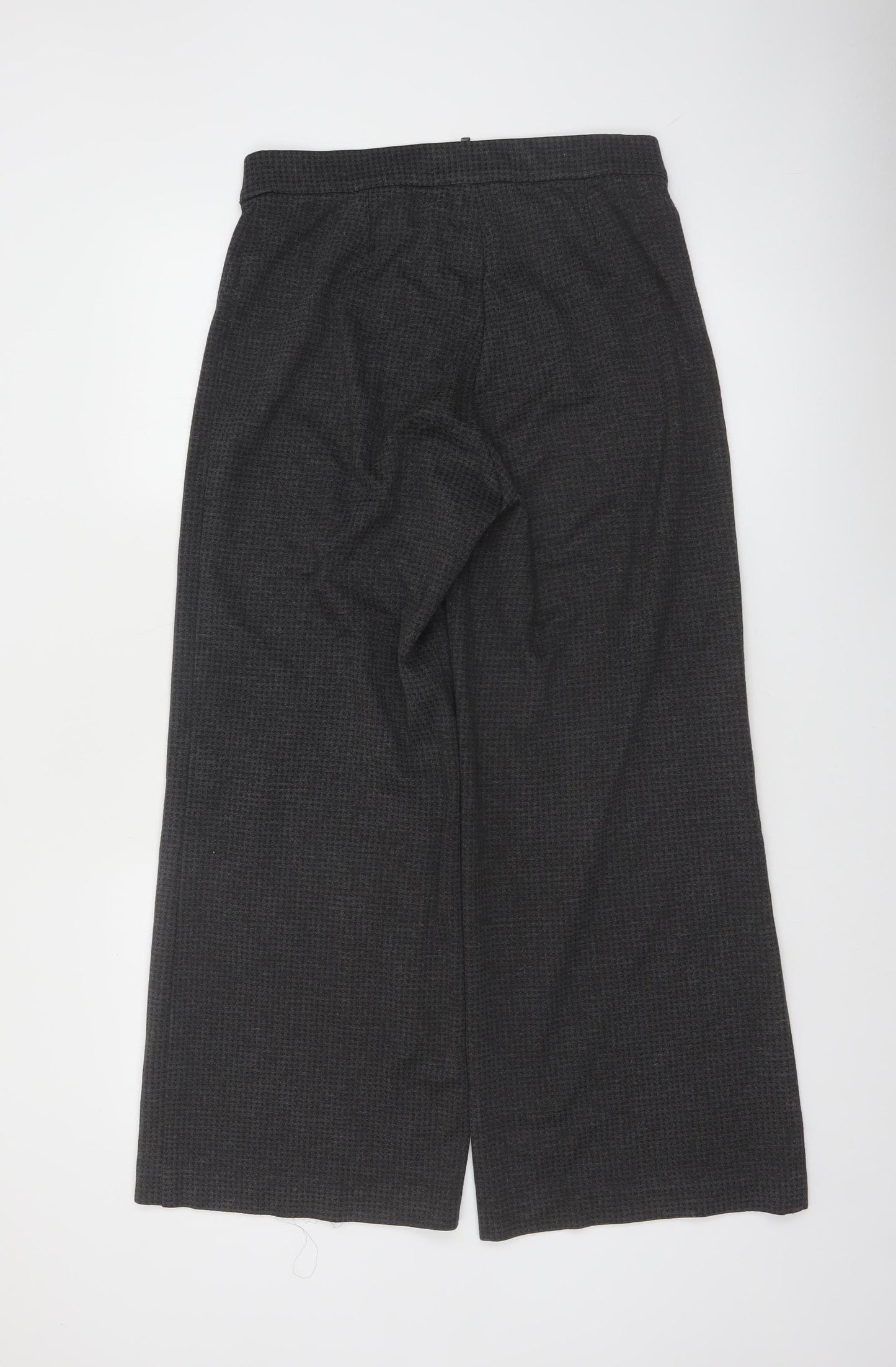 Marks and Spencer Women Grey Wide-Leg Knit Viscose Trousers Size 12