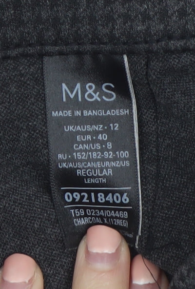 Marks and Spencer Women Grey Wide-Leg Knit Viscose Trousers Size 12