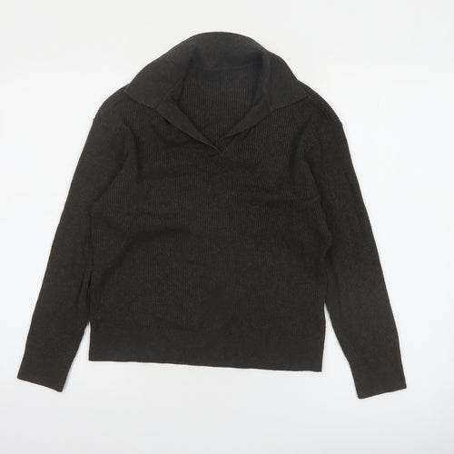 Uniqlo Womens Brown Collared Knit Pullover Jumper Size M