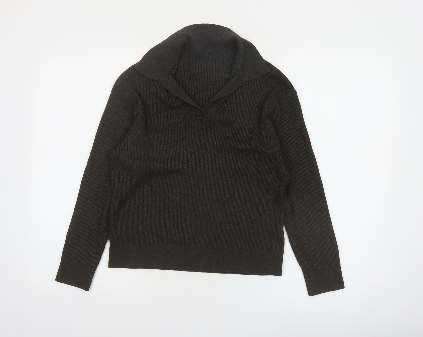 Uniqlo Womens Brown Collared Knit Pullover Jumper Size M
