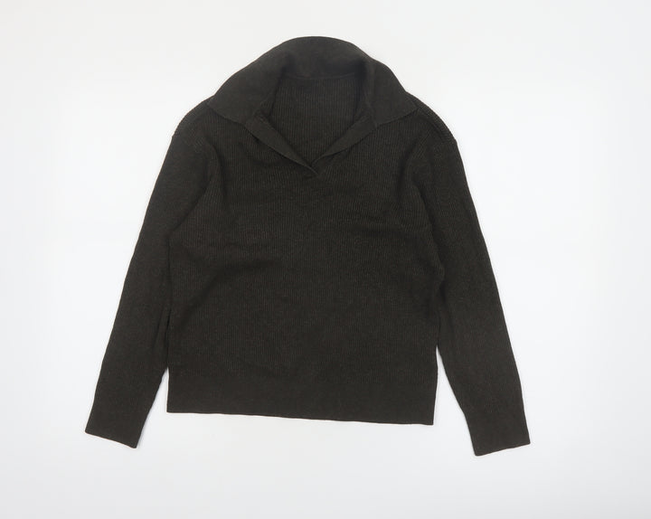 Uniqlo Womens Brown Collared Knit Pullover Jumper Size M