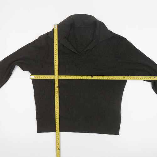 Uniqlo Womens Brown Collared Knit Pullover Jumper Size M
