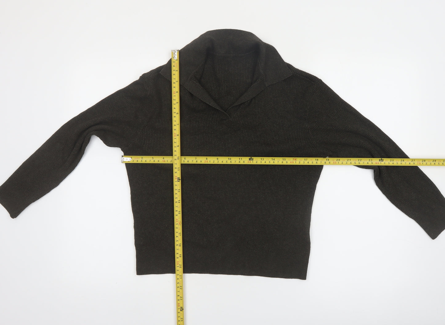 Uniqlo Womens Brown Collared Knit Pullover Jumper Size M