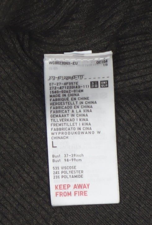 Uniqlo Womens Brown Collared Knit Pullover Jumper Size M