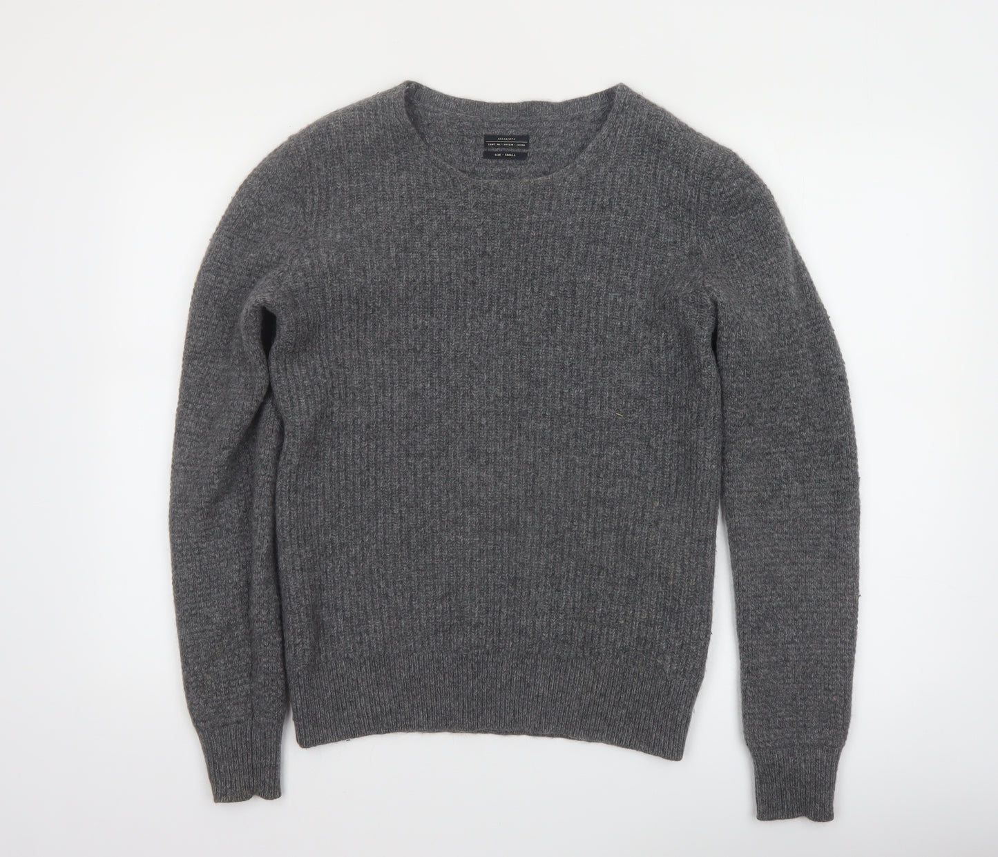 AllSaints Men's Grey Wool Blend Crew Neck Jumper Size S