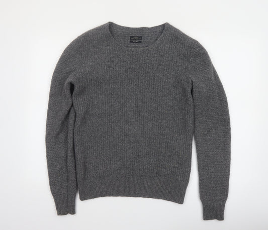 AllSaints Men's Grey Wool Blend Crew Neck Jumper Size S