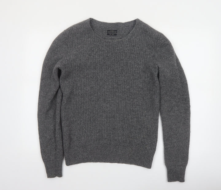 AllSaints Men's Grey Wool Blend Crew Neck Jumper Size S