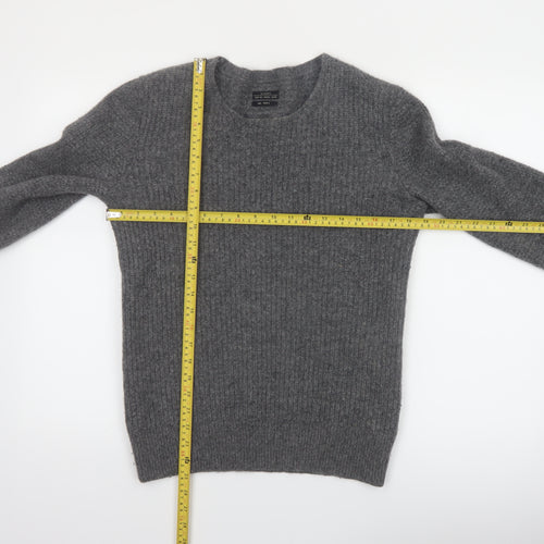 AllSaints Men's Grey Wool Blend Crew Neck Jumper Size S