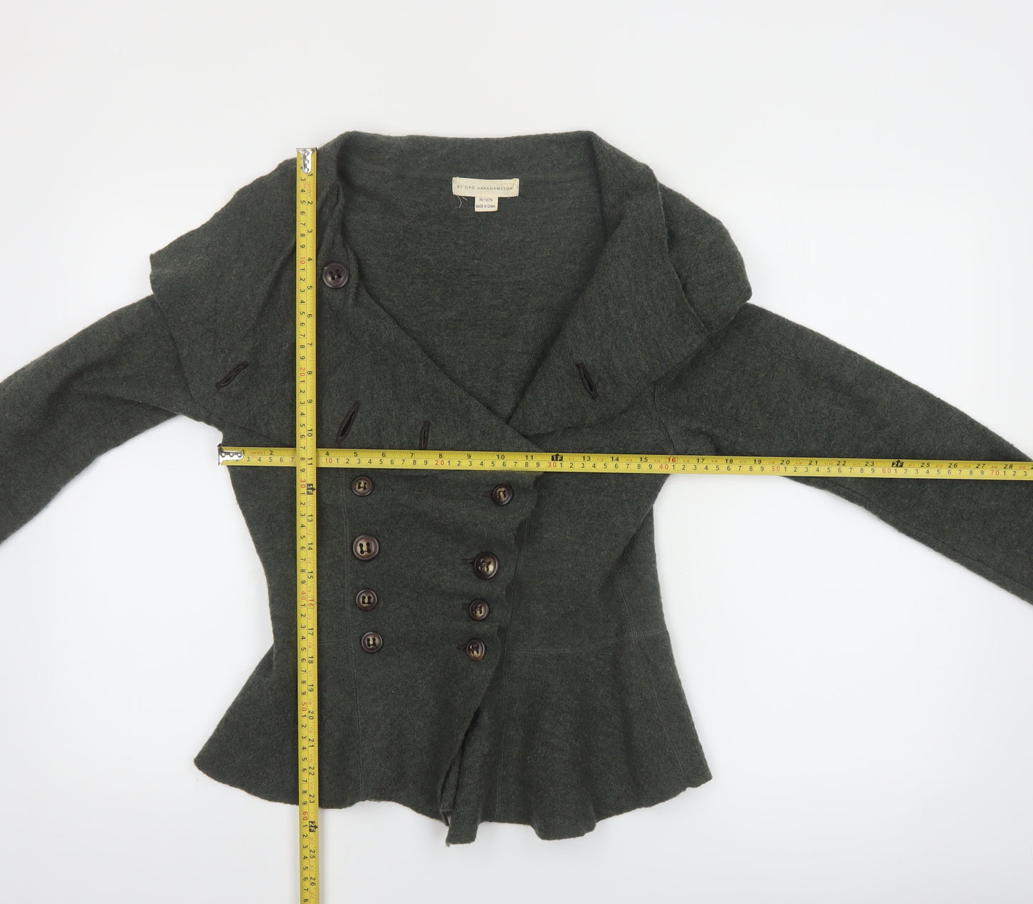 By Gro Abrahamsson Women’s Grey Wool Cardigan Size 12 Button Front