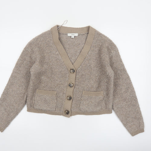 Marks and Spencer Women Beige Wool Blend Button Cardigan Size S