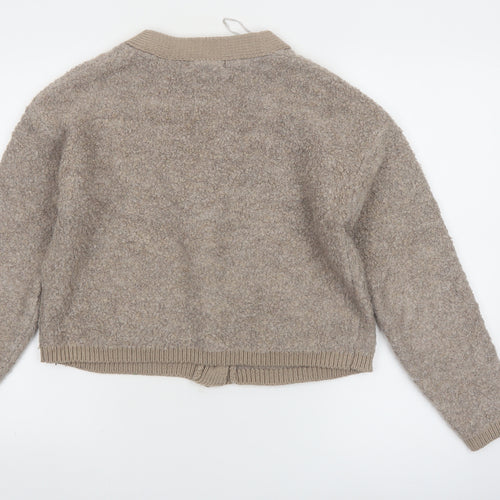 Marks and Spencer Women Beige Wool Blend Button Cardigan Size S