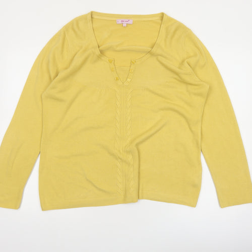 Marks and Spencer Per Una Women's Yellow Acrylic V-Neck Jumper Size 20