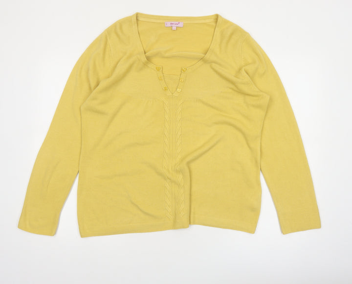 Marks and Spencer Per Una Women's Yellow Acrylic V-Neck Jumper Size 20