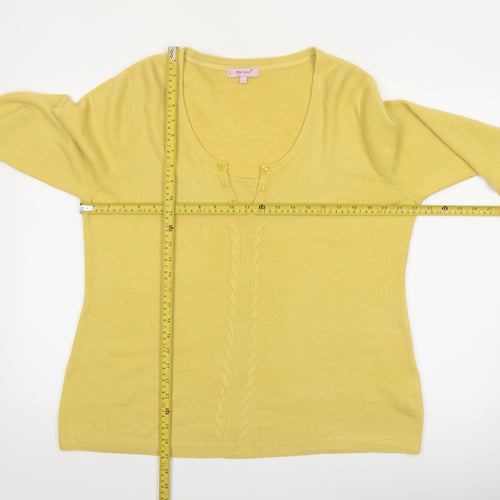 Marks and Spencer Per Una Women's Yellow Acrylic V-Neck Jumper Size 20