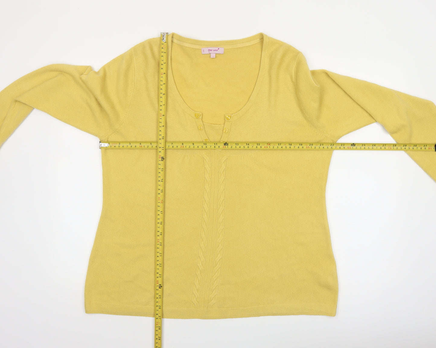 Marks and Spencer Per Una Women's Yellow Acrylic V-Neck Jumper Size 20
