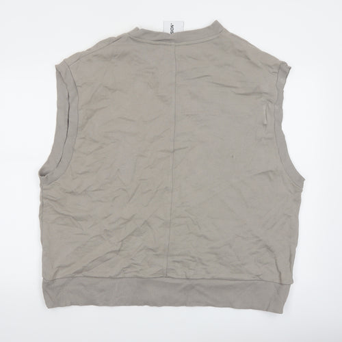Collusion Women Beige Sleeveless Vest Hoodie Medium Cotton Casual