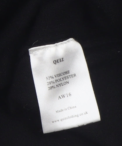 Quiz Women’s Black Cowl Neck Zip Detail Long Sleeve Jumper Size 12