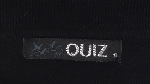 Quiz Women’s Black Cowl Neck Zip Detail Long Sleeve Jumper Size 12