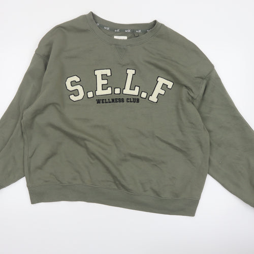 Next SELF Wellness Club Khaki Green Pullover Sweatshirt Women UK 20