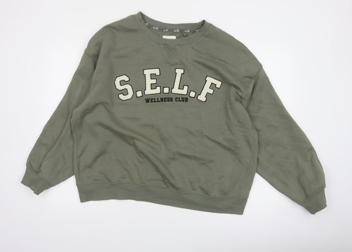 Next SELF Wellness Club Khaki Green Pullover Sweatshirt Women UK 20
