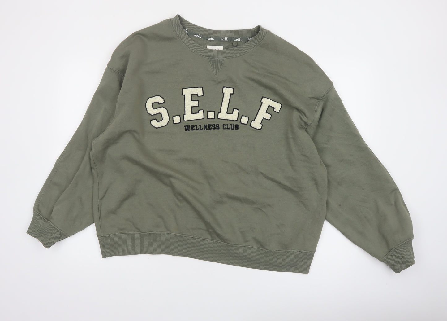 Next SELF Wellness Club Khaki Green Pullover Sweatshirt Women UK 20
