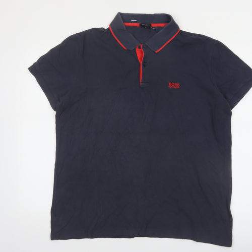 Hugo Boss Men's Blue Regular Fit Cotton Polo Shirt XL