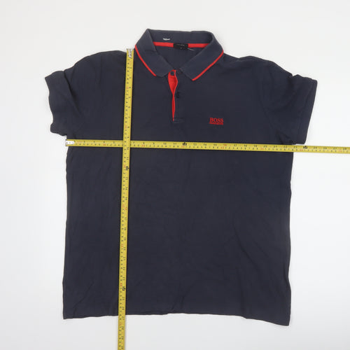 Hugo Boss Men's Blue Regular Fit Cotton Polo Shirt XL