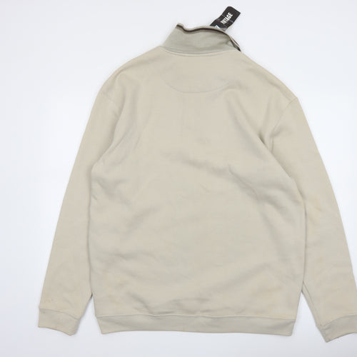 Vintage Men's Beige Collared XL Henley Sweatshirt
