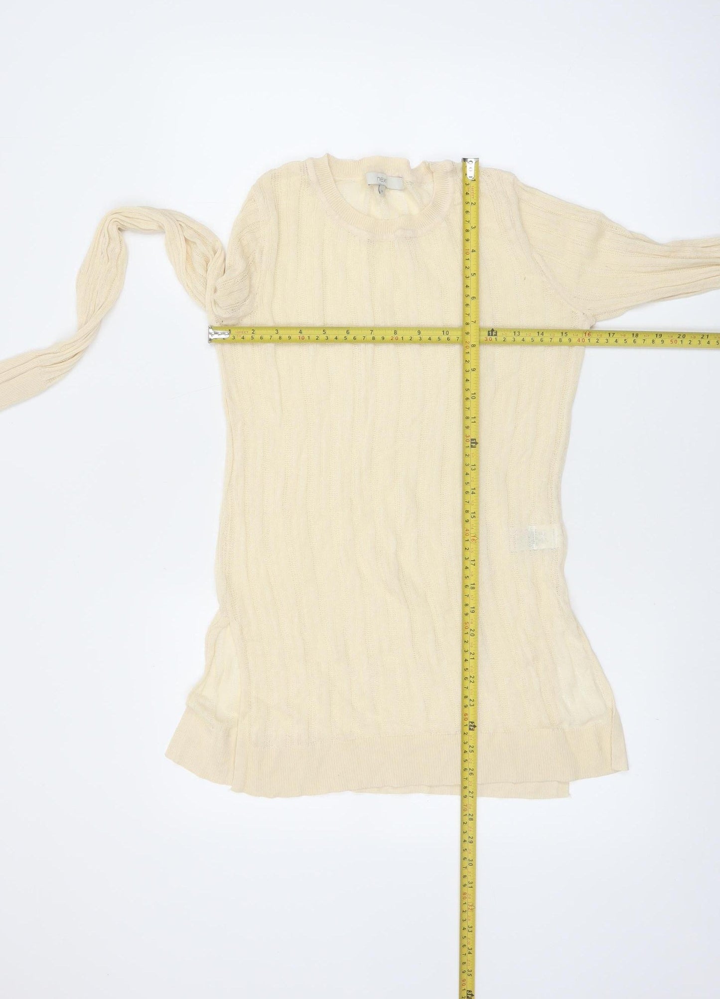 Next Women Beige Knit Long Sleeve Basic Crew Neck Top Size 10