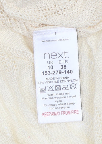 Next Women Beige Knit Long Sleeve Basic Crew Neck Top Size 10
