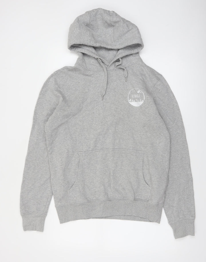 Earth Positive Men's Grey Pullover Hoodie M Regular Fit Graphic