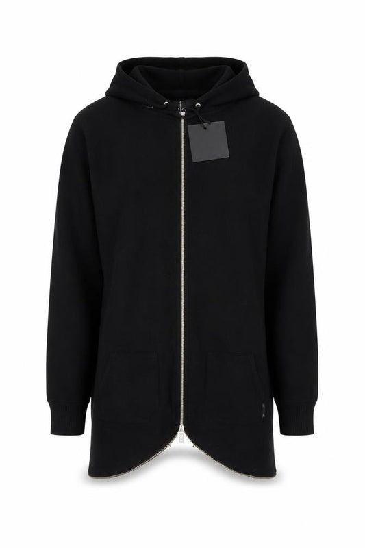 N1SQ Men's Black XL Full Zip Cotton Hoodie with Drawstring