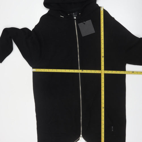 N1SQ Men's Black XL Full Zip Cotton Hoodie with Drawstring
